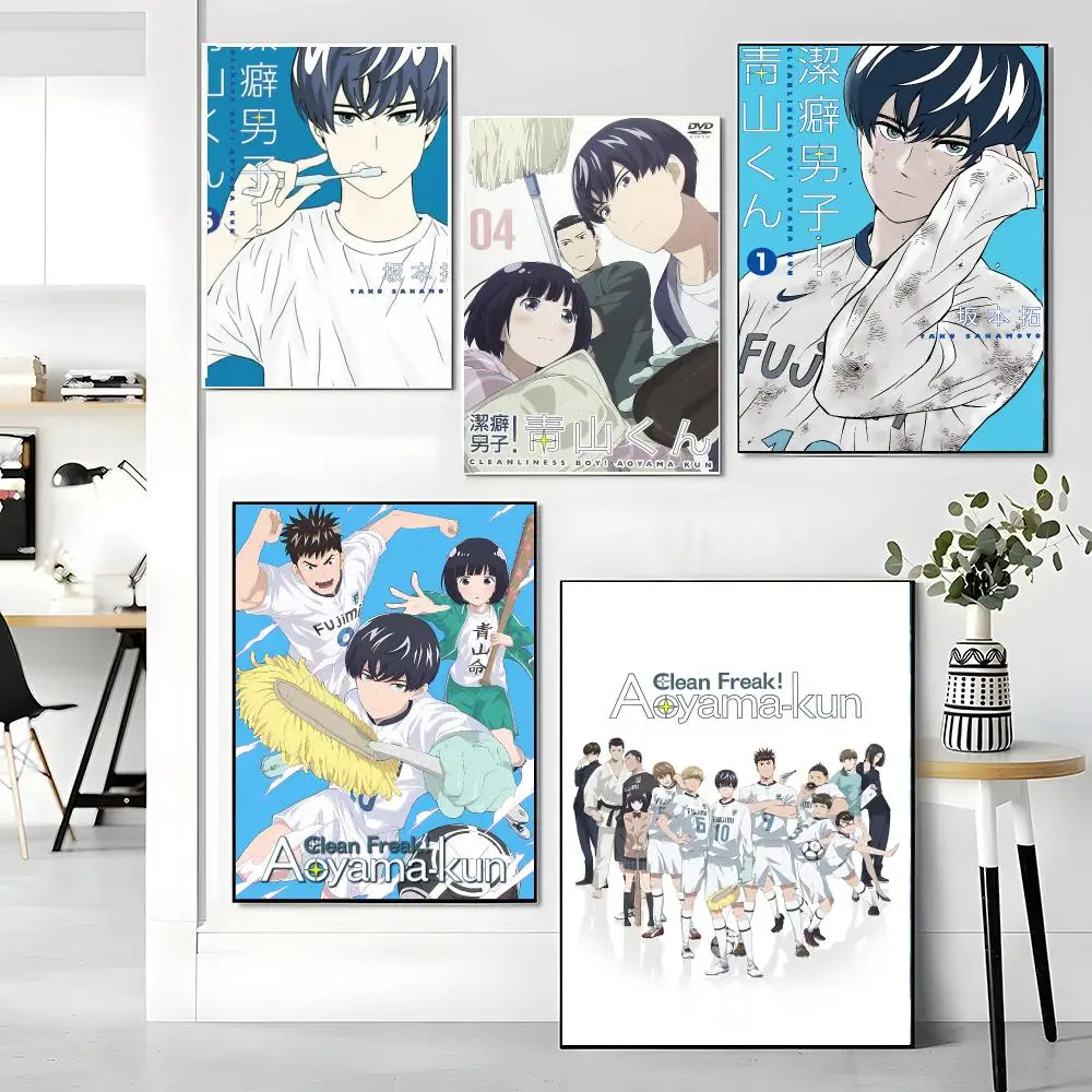 anime C-Clean Freak Aoyama-kun-N Painting Calligraphy Boho Botanical Decor for Living Room Elegant Home Style