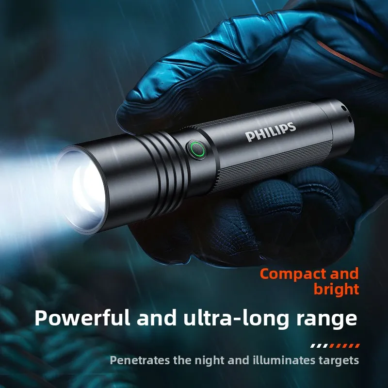 Philips Aluminum alloy Super Bright Rechargeable Flashlight - Long Range Zoom, Portable for Outdoor & Home Use  Defensa Personal