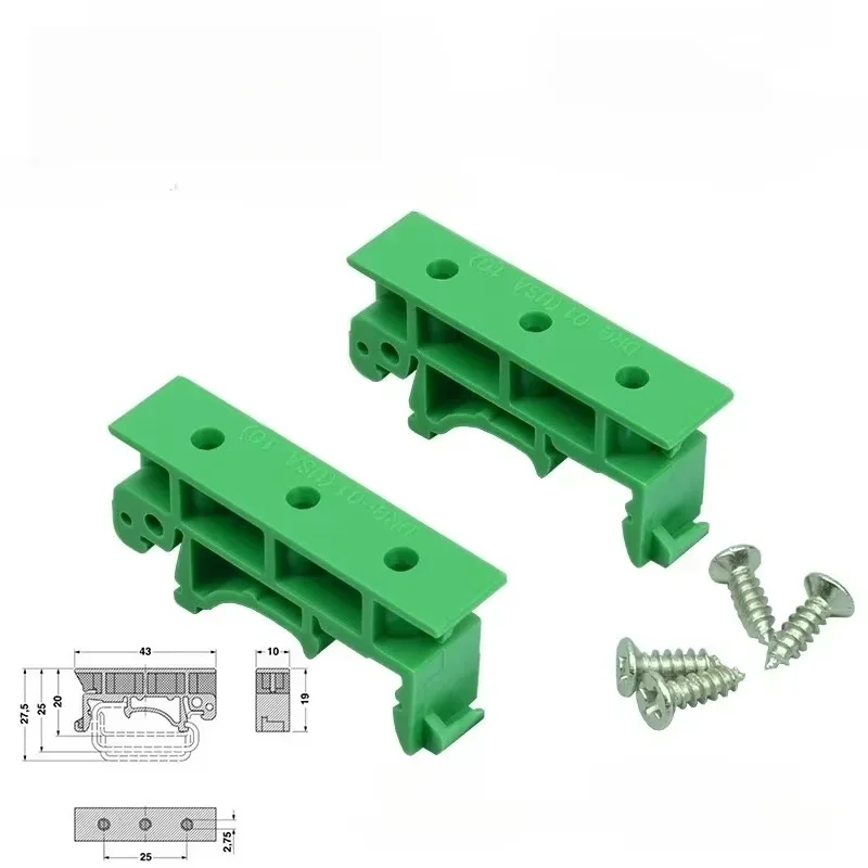 2/10 Set PCB DIN 35 Fixed Mounting Bracket Rail Mounting Adapter Circuit Board Bracket Clamp Control Board Adapter