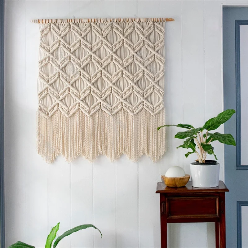 Nordic Style Handwoven Tassel Tapestry for Bedroom Room Decoration  Meter Box Cover Cotton Rectangle Home Fabric