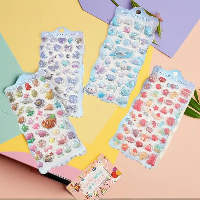 Nouveaux autocollants de dessin animé en Relief 3D, Mini décalcomanies de 1/4 feuilles pour le journal