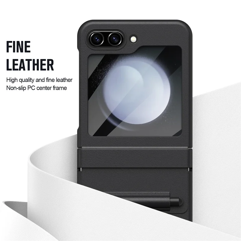 PU Leather With S Pen & Pen Case Screen Protector Film Phone Case For Samsung Galaxy Z Flip 6 5 4 3 Shockproof Protective Cover