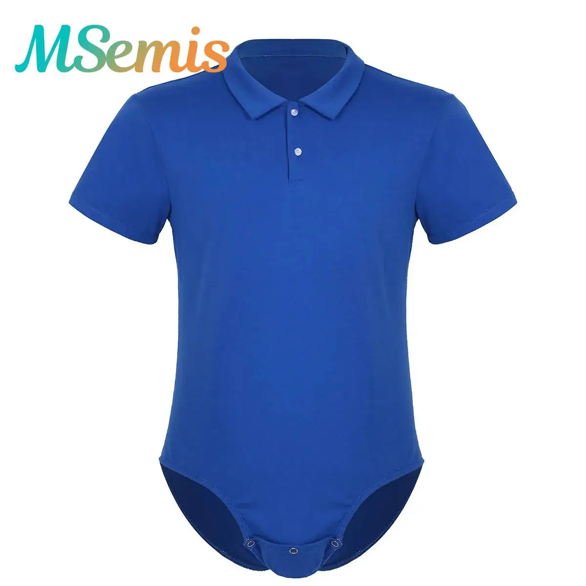 

Sexy Mens Lingerie Diaper Lovers Adult Babies Shirt Bodysuit Short Sleeve Turn-down Collar Press Button Crotch Romper Pajamas