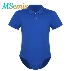 Sexy Mens Lingerie Diaper Lovers Adult Babies Shirt Bodysuit Short Sleeve Turn-down Collar Press Button Crotch Romper Pajamas