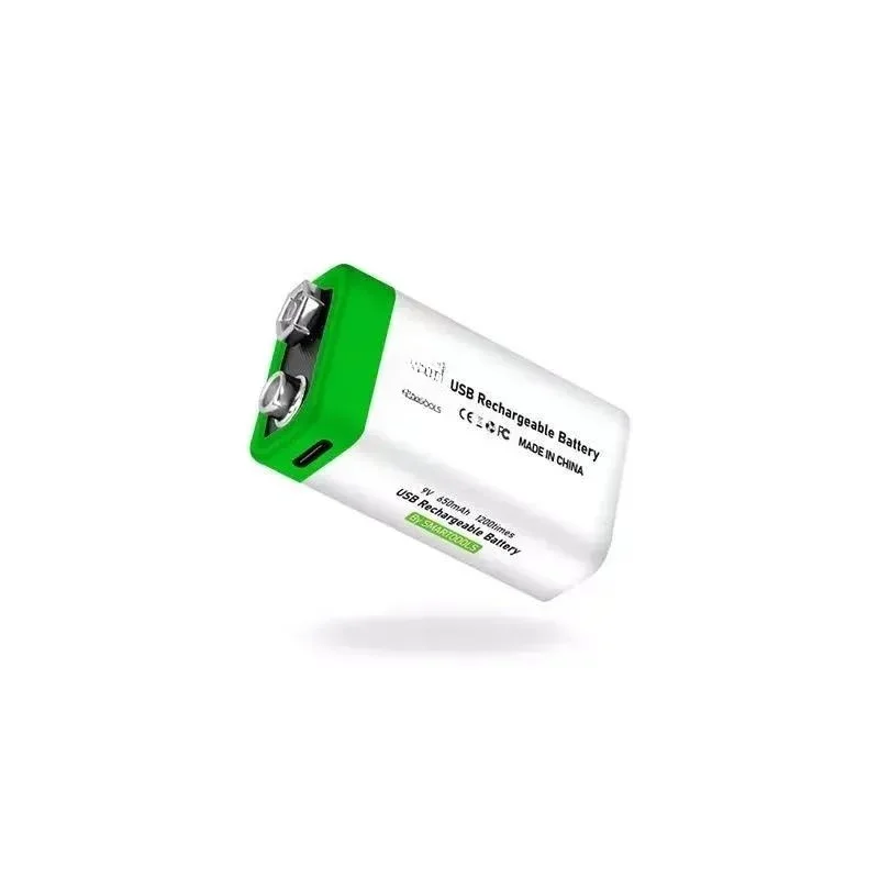 [New] for 9V Rechargeable Battery USB Lithium Ion 9 Volt Square Block 6F22 for Multimeter Smoke Alarm Table