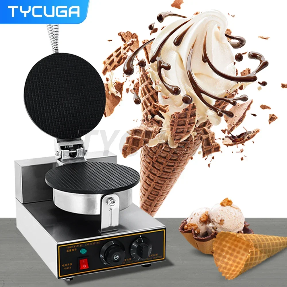 

Electric Egg Roll Ice Cream Waffle Cone Maker Commercial Sweet Snack Non-Stick Waffle Cones Bowl Maker Waffle Iron Cone Machine