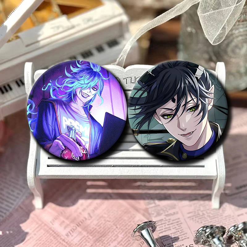Round Anime Twisted Wonderland Enamel Pins Black and White Handmade Brooch Cartoon Cosplay Badge Jewelry Accessories Gifts 58mm - Image 2