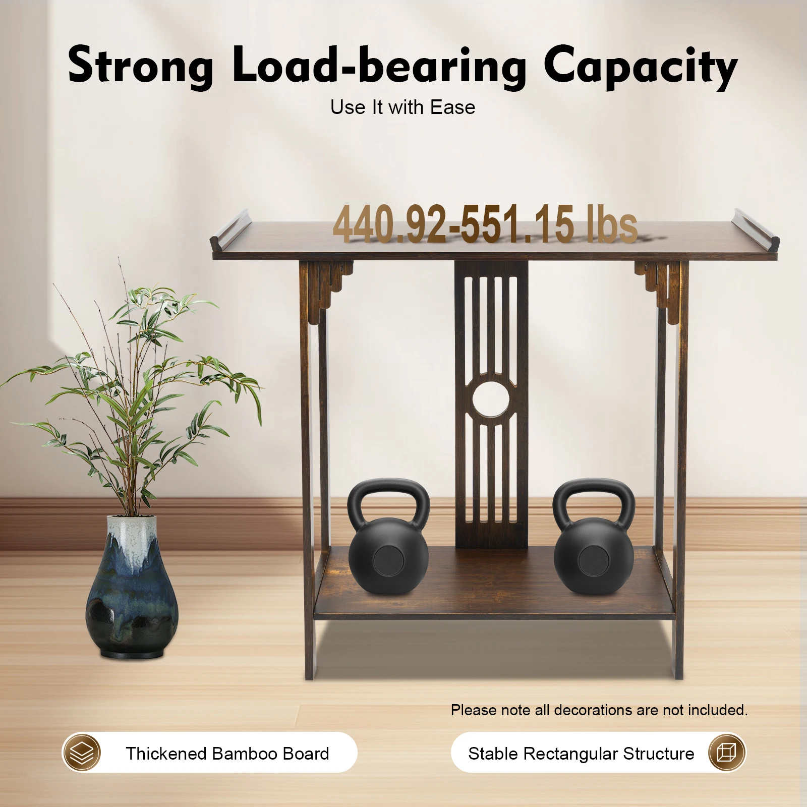 

2-Tier Bamboo Console Table Entryway Table with Storage for Entryway, Living Room, Hallway Neo-Chinese 102*29*83CM