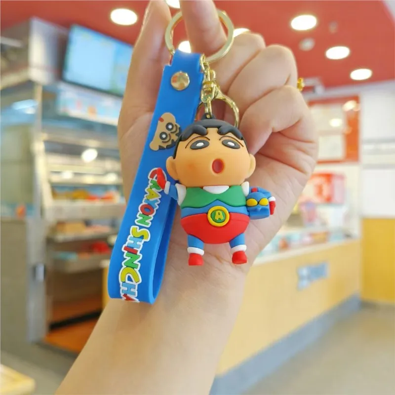 Cute Cartoon Crayon Shin-chan Car Keychain Bag Charm Key Ring Decorative Motorcycle Keychain Accessories