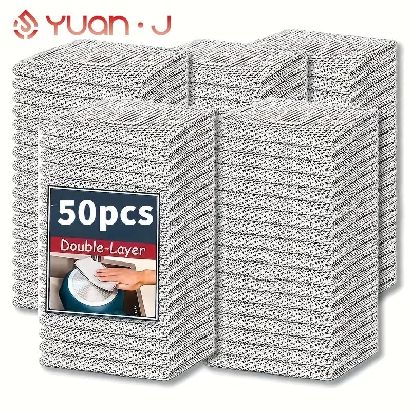 YUANJ 80 Uds trapo de alambre para lavavajillas para húmedo y seco, estropajo de lana de acero sin arañazos, almohadilla de limpieza, toallita de tela milagrosa inoxidable