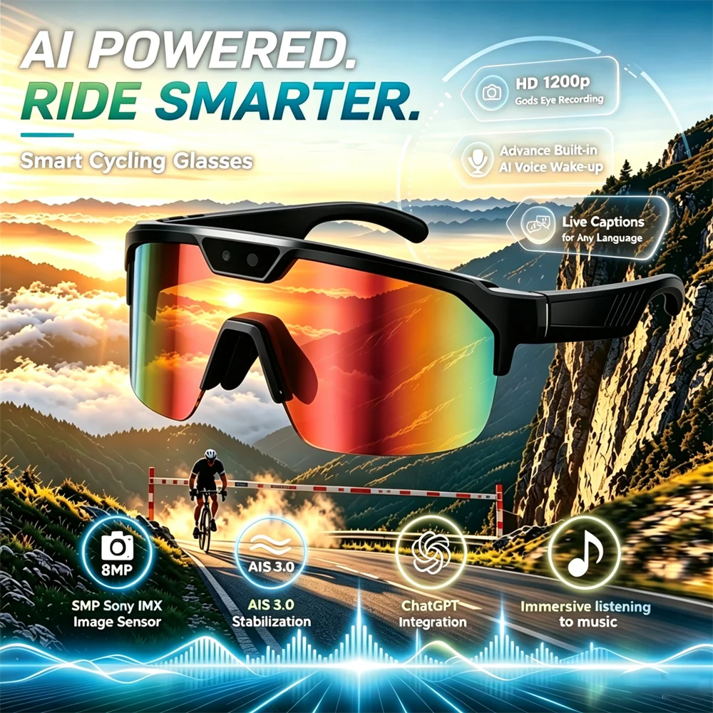 2026 AI Smart Glasses Recording Camera Voice Call Translation Ultra Long Standby Chat ChatGPT Anti Shake Outdoor Smartglasses