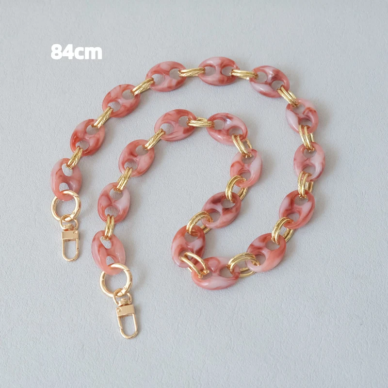 Neue Modische Damen-Taschenaccessoires: Leoparden-Muster, Bonbon-Rot, Blau, Acrylharz, Metallkette, Schulterriemen, Lange Kette für Umhängetaschen – Detail 21
