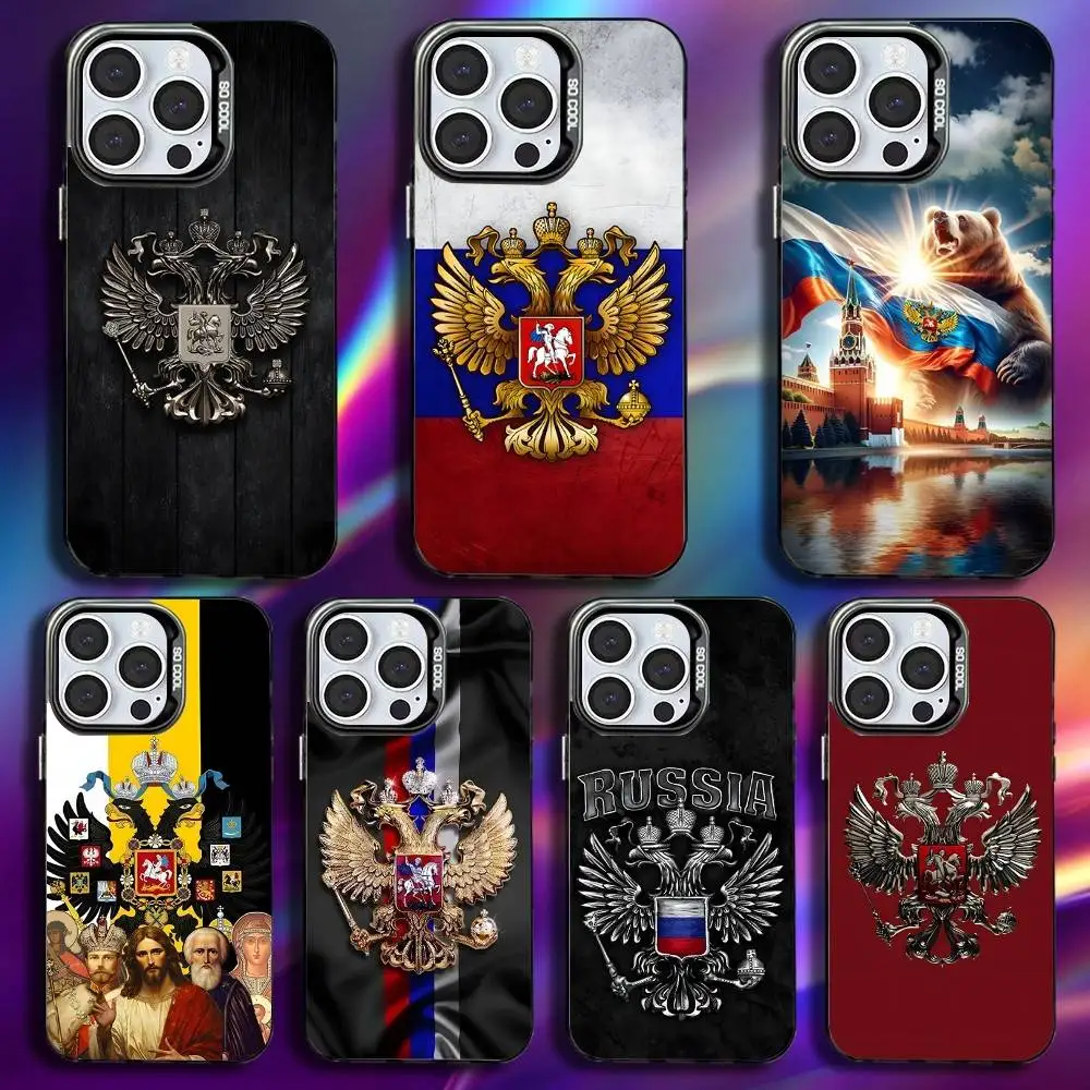 

Russia Flag national emblem Phone Case For iPhone 16,15,14,13,12,11,Pro,Max,Plus,Mini,XS,SE Anti Fall Black Matte Hard Bumper