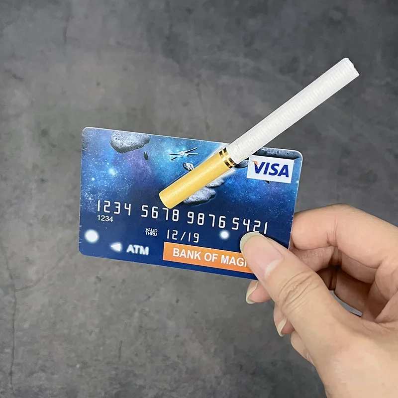 TelekinetiCredit Magic Tricks Prop GimmickCredit Card Floating Cigarettes Suspend Card Magia Close Up Street Illusions Magician