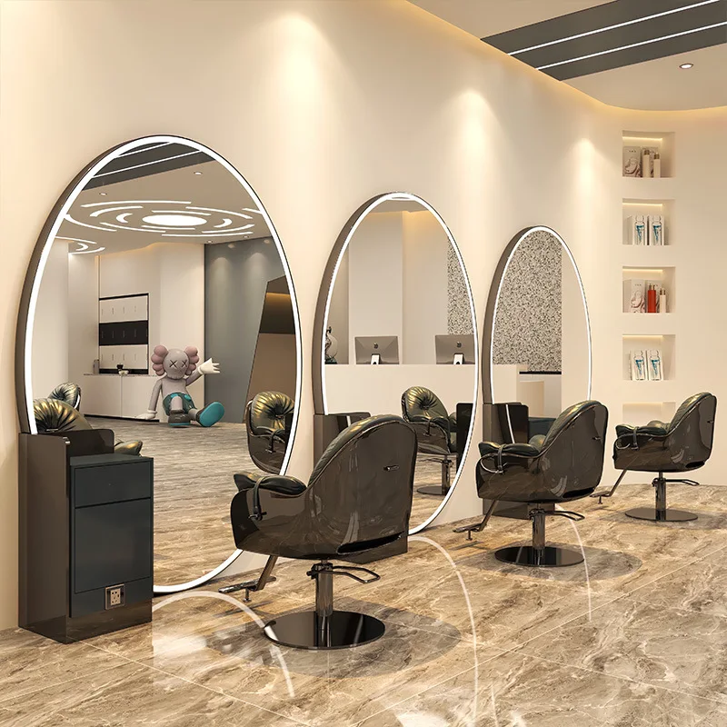 Professional Salon Furniture Hairdressing Station Smart Led Light Salon Barber Mirror Station For Sale