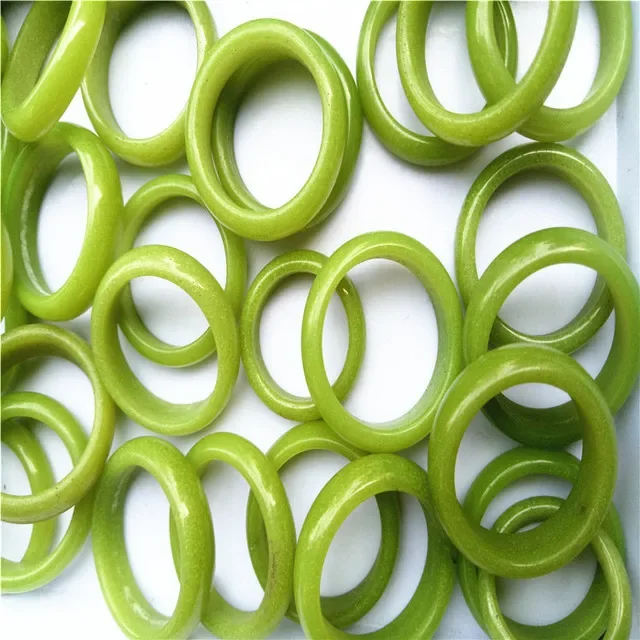 Natural Green jade rings Fluorescent Luminous ring Gemstone Band Ring  Stones Women men jade Jewellery rings brand gift