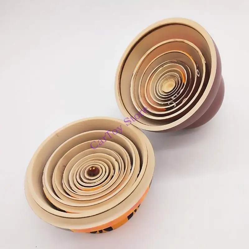 634F 10pcs Cartoon Big Belly Brown Owl Wooden Russia Nesting Dolls Matryoshka