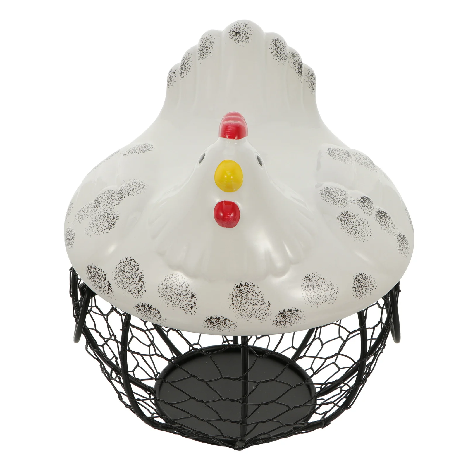 

1Pcs Chicken Design Egg Holder Ceramic Iron Snack Storage Basket Fruit Vegetable Holder Home Desktop Adornment