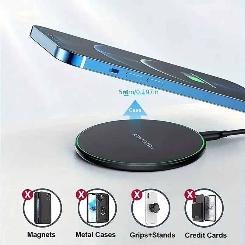 Wireless Charger Pad Wireless Chargers for Samsung S26 S25 S24 S23 S22 Fast Charging Dock Station for iPhone 15 14 13 12 Pro Max view 2