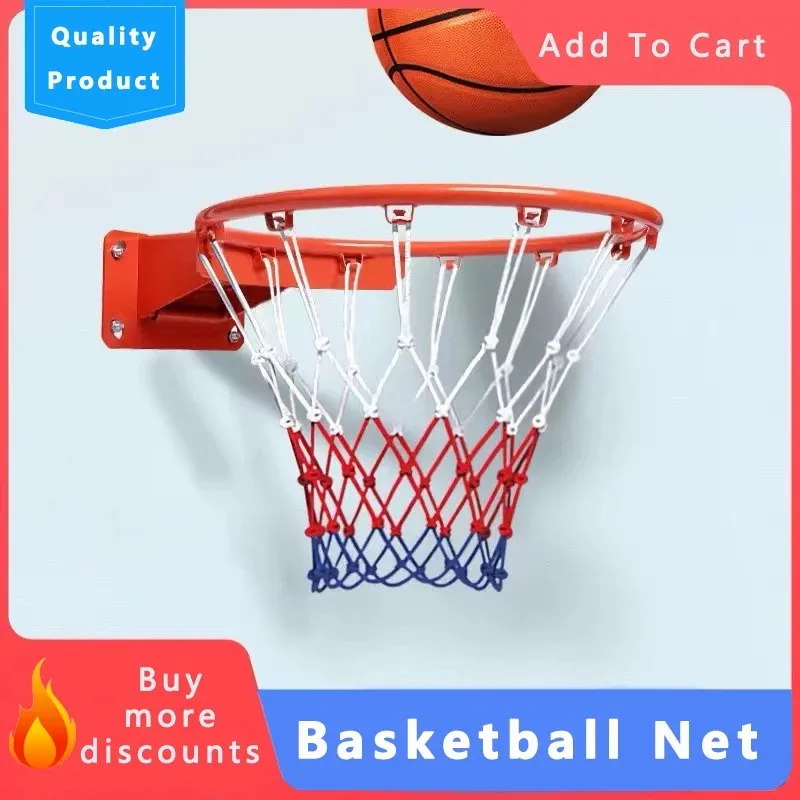 2CS Standard Basketball Net Durable Nylon Thick Thread Three Color Universal Basketball Net Mesh Replacement