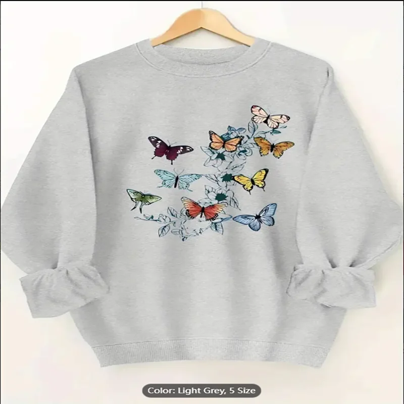 

Vibrant Purple Sweatshirt Vibrant Purple Womens Plus Size Casual Butterfly Print Sweatshirt Round Neck Pullover Colorful