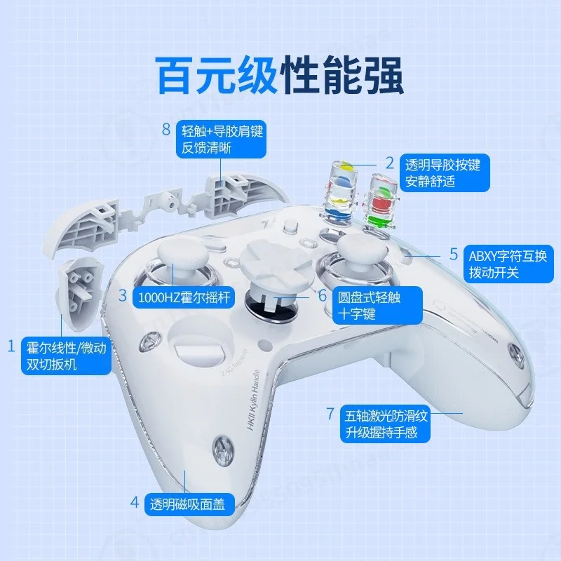 New Bluetooth Game Controller, Dual‑Hall Motion Sensing Vibration Gamepad, Gaming Joystick for PC, Smart TV, iOS Devices