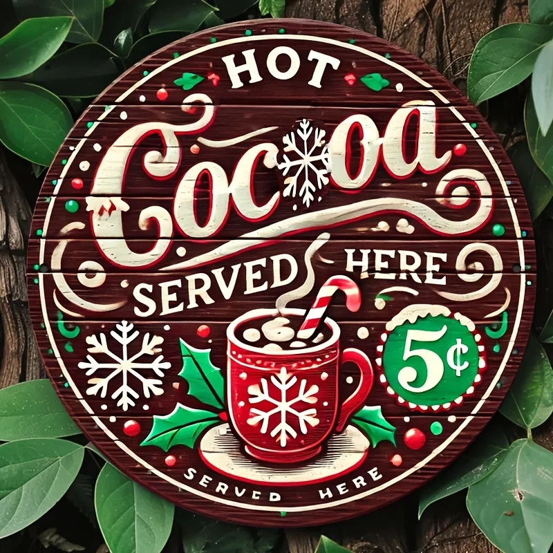 Room Decor 1pc 8 X 8 Inches (20 X 20 Cm) Christmas Sign for Hot Cocoa Coffee Bar Decoration, Vintage Christmas Decor for Coffee
