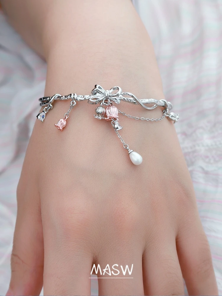 MASW Original Design Sweet Korean Temperament Cute Flower Bracelet For Women Party Gifts Modern Jewelry Pretty Ear Accessories