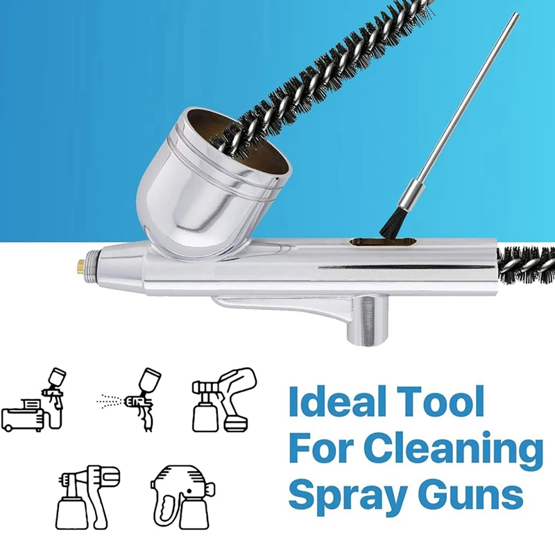SHGO Spray Gun Cleaning Kit 25-Piece Paint Gun Cleaning Brushes Set with 4 Squeeze Bottles 500ML for HVLP Airbrush