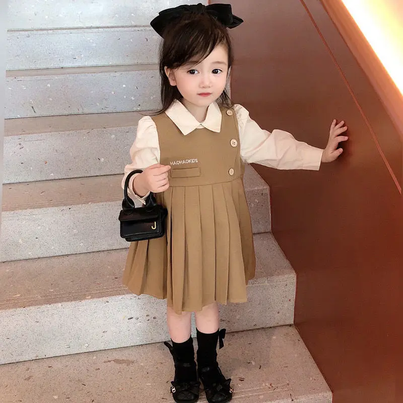 

Girls' Preppy Style Princess Dress Spring and Autumn Fashionable Skirt Children's Fashionable Baby Girl Autumn Clothing Dress