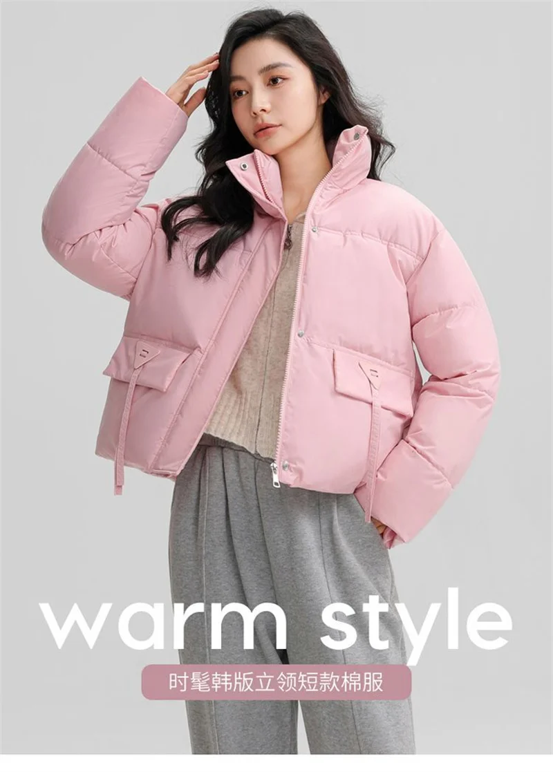 

New Down and Cotton Jacket women's Short Korean Version Cotton Jacket Stand Collar Loose Autumn and Winter bread Fashion jacket
