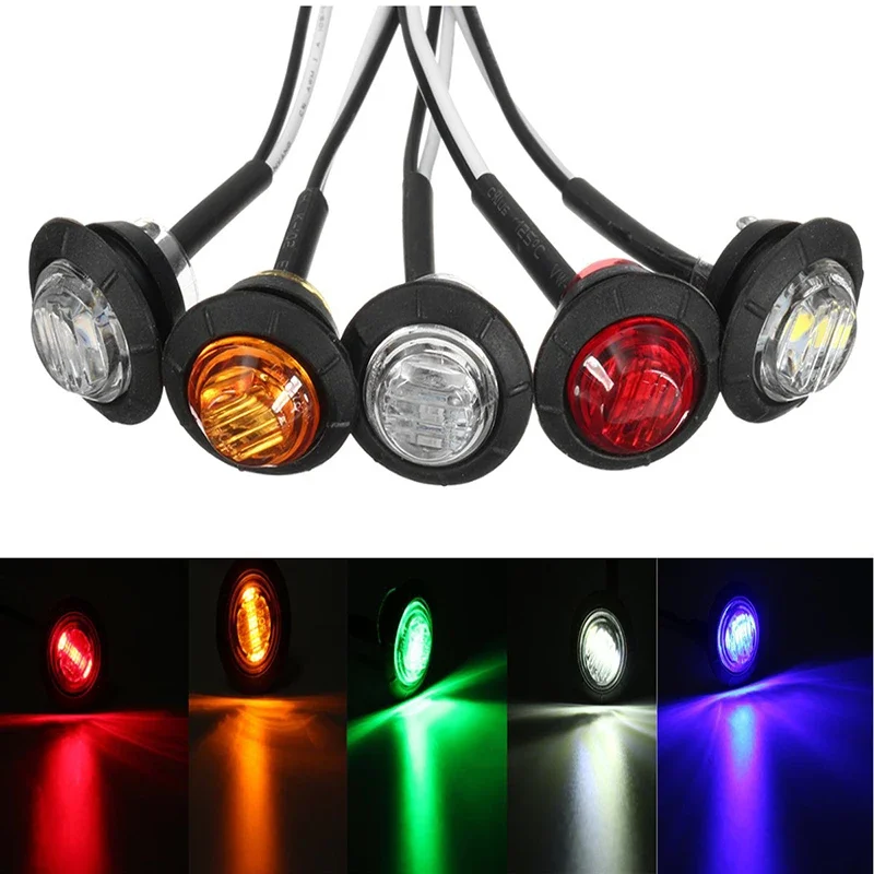 1Pc 3/4 Inch LED Small Round Light Waterproof Strong Brightness Edge Lights Car Truck Turn Signal Lamp