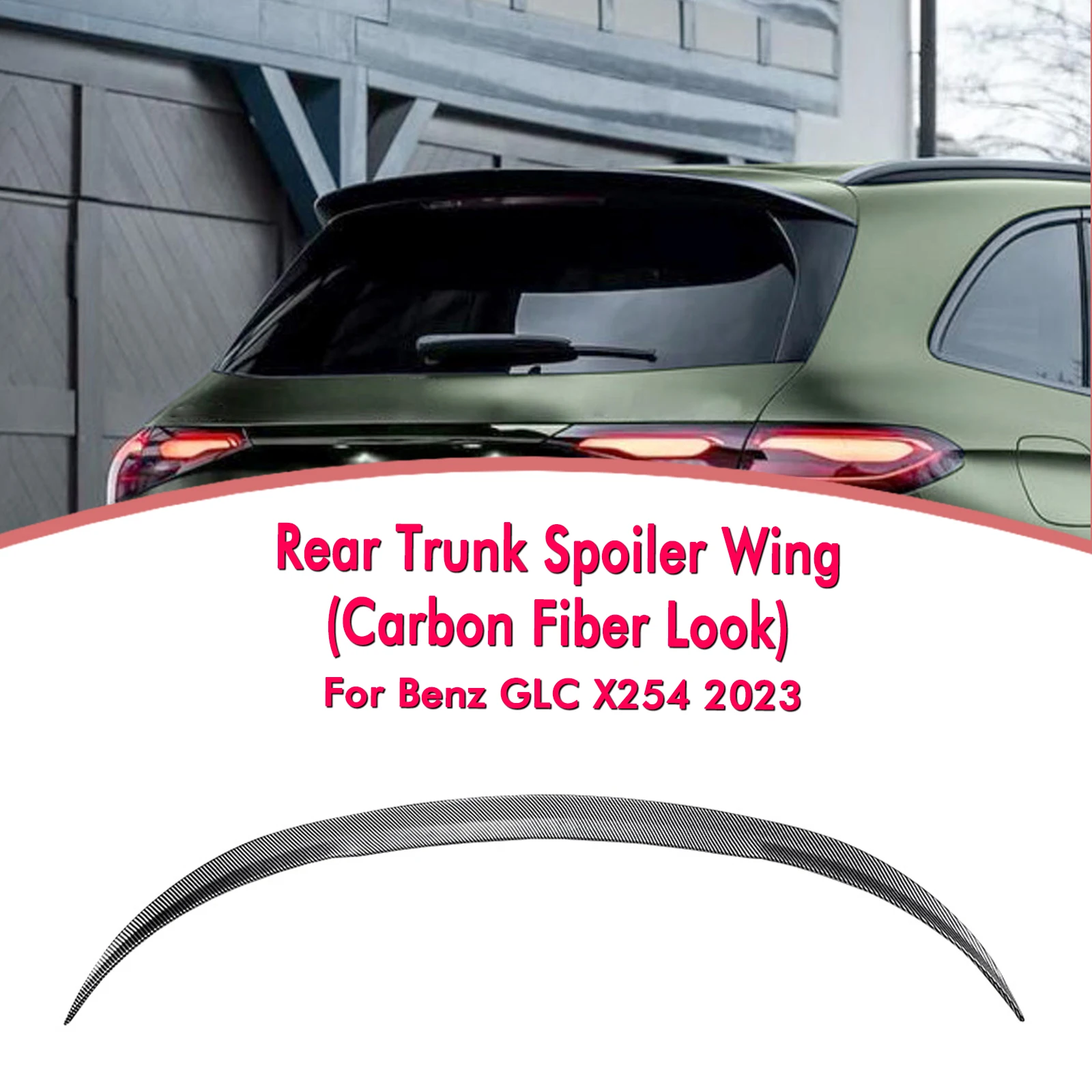 

For Mercedes Benz GLC Class X254 GLC300 2023-2024 Rear Roof Spoiler Wing Carbon Fiber Look/Gloss Black Tail Splitter Upper Lip