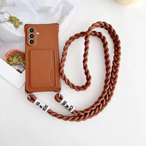 Luxury Lanyard Case For Samsung Galaxy S25 Ultra S24 FE S22 S21 S23 Plus A56 Shockproof Card Slot Holder Crossbody Strap Cover
