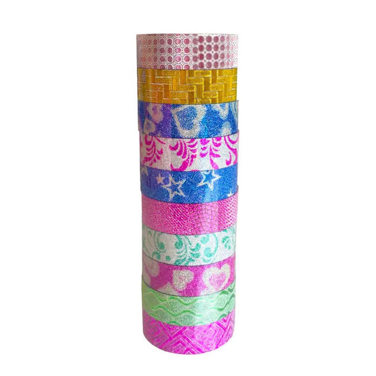 

10PCS Washi Tape Set Decorative Crafts Glitter Colored Sparkly Reusable Non Residue Waterproof DIY Projects
