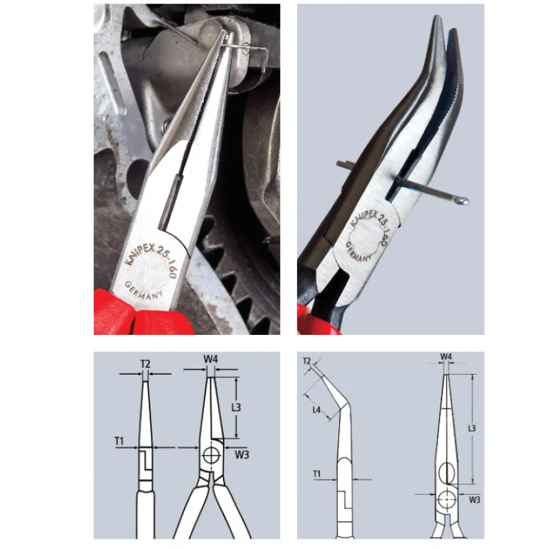 Alicates de punta en ángulo serie alemana KNIPEX 25 herramienta multifuncional