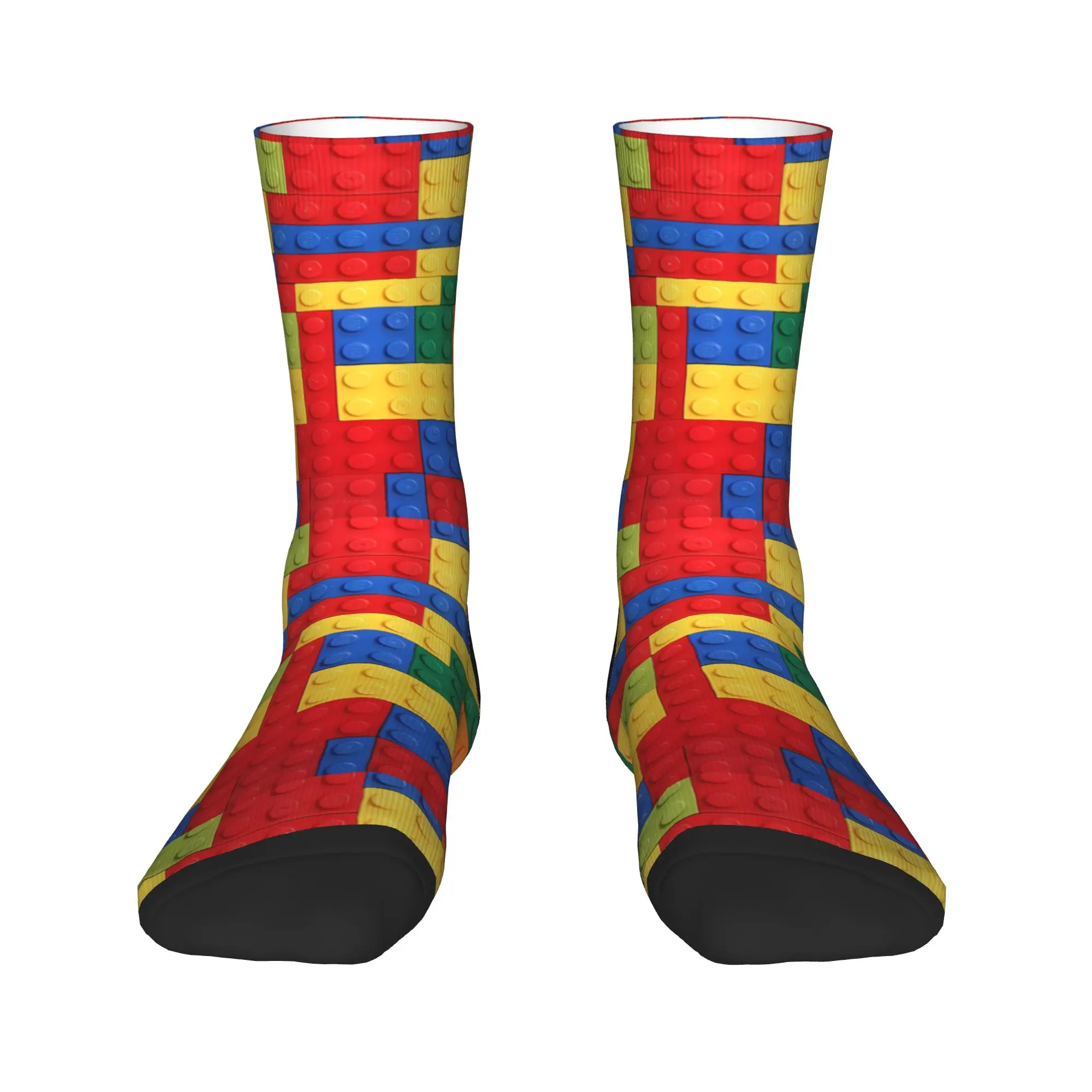 Colorful Building Blocks Pattern Socks  Design Stockings Anti Slip Men Socks Medium Soft Autumn Vintage Outdoor Socks