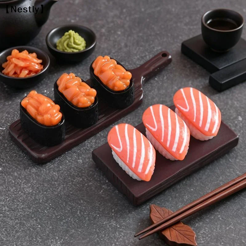 10pcs Mini Sushi Model Salmon Roe Sweet Shrimp Sushi Miniature Food DIY Resin Accessory Pendant Dollhouse Decoration〔Nest〕