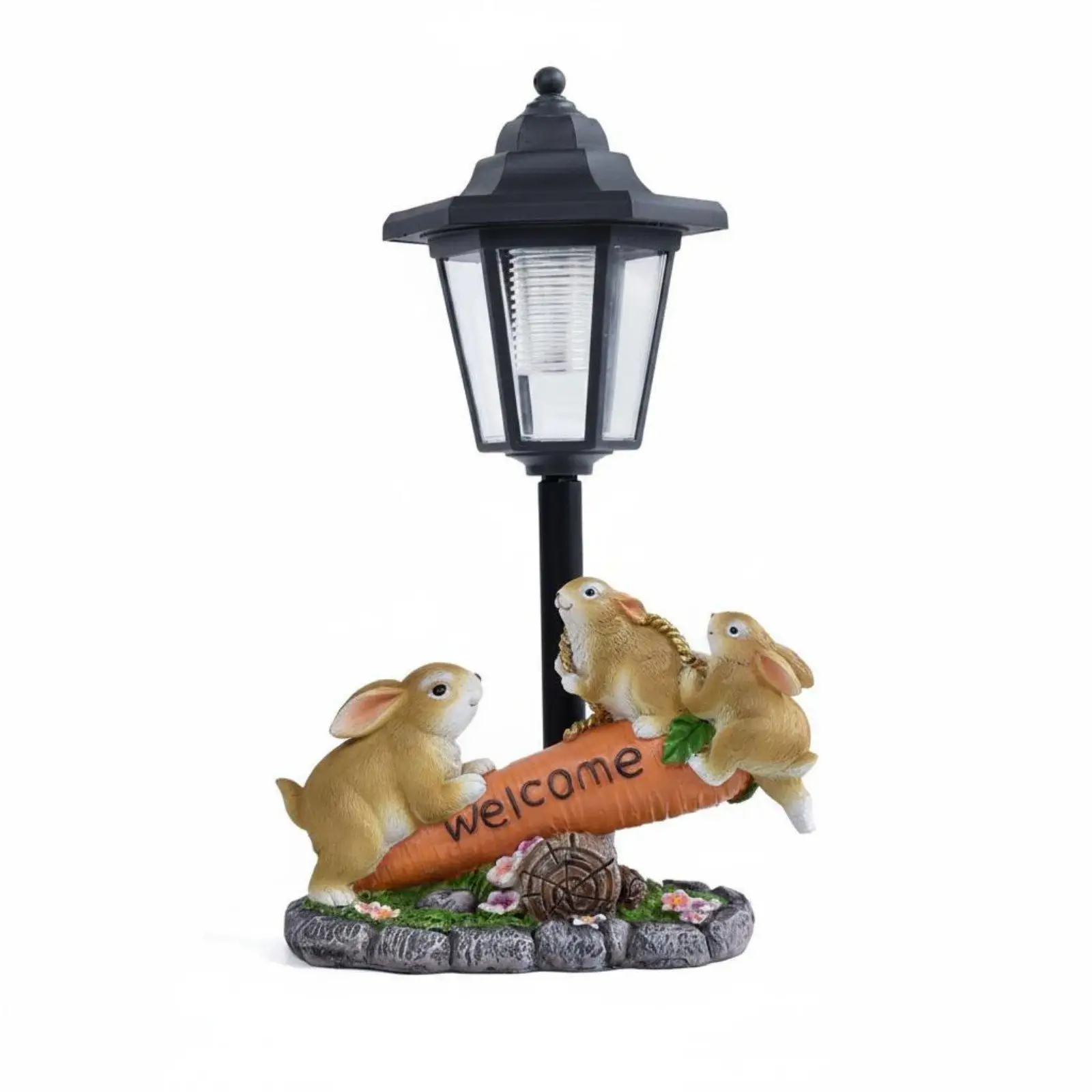 Solar Rabbit Statue Decorative Rabbit Solar Light Gift Idea for Pathway