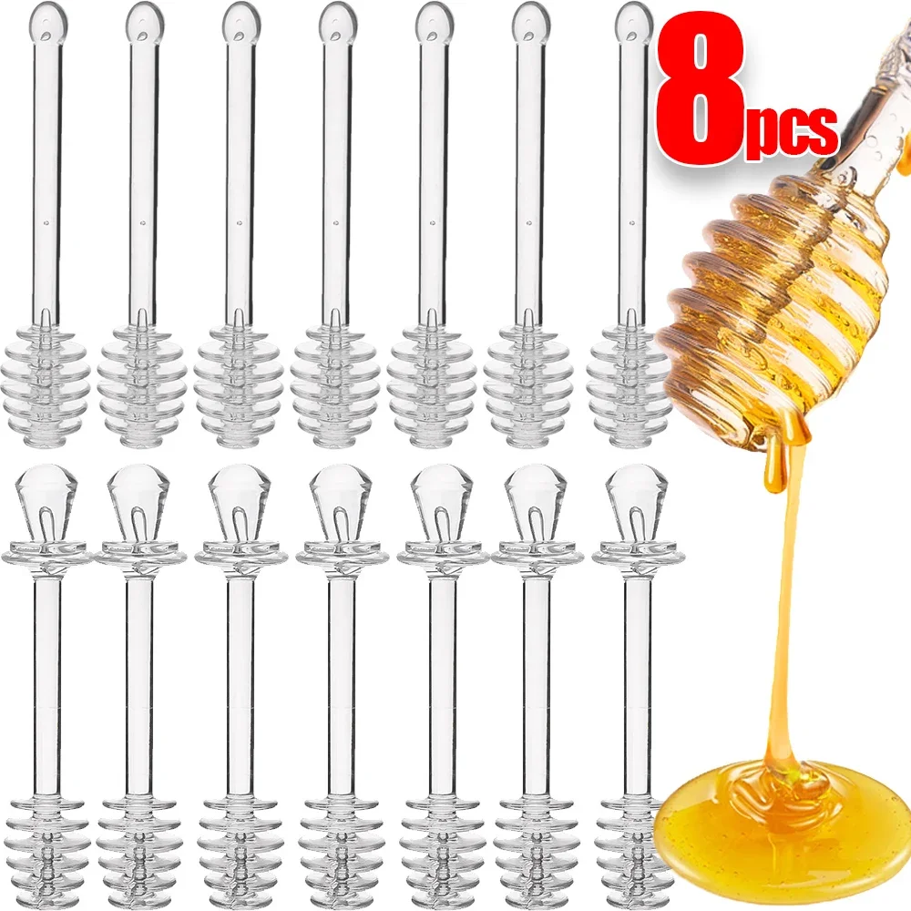 8-1 шт. палочки для перемешивания меда, прозора скляна ложка для соуса, варенья, кофе, молоко, инструменты для перемешивания, многоразовые кухонные