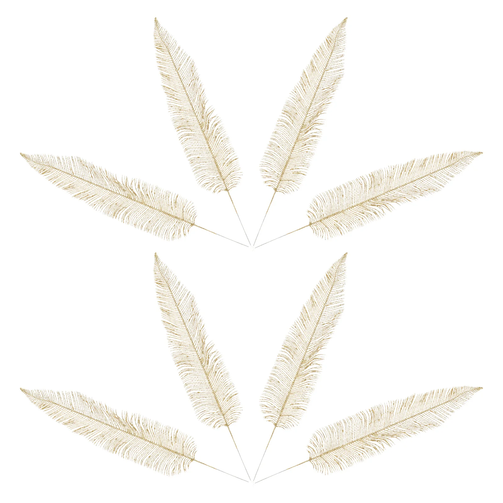 

8Pcs Golden Glitter Artificial Leaves Christmas Tree Picks Wedding Decor Photography Props Festive Glitter Foliage