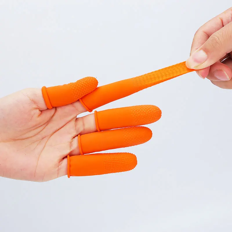 1000Pcs Finger Cots Orange Natural Rubber Latex Non-slip Finger Cover Fingertip Protector Industry Gloves Nail Art Tool