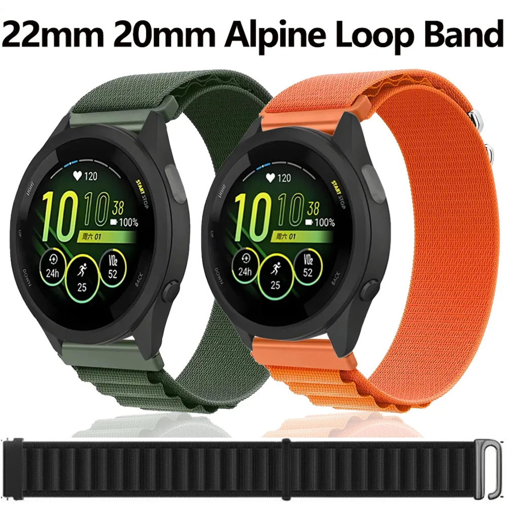 22mm 20mm Nylon-Schlaufenarmband für Garmin Forerunner 265 165 55 965 970 Komfortables Armband für Garmin Vivomove 5/Venu 3/Active 5