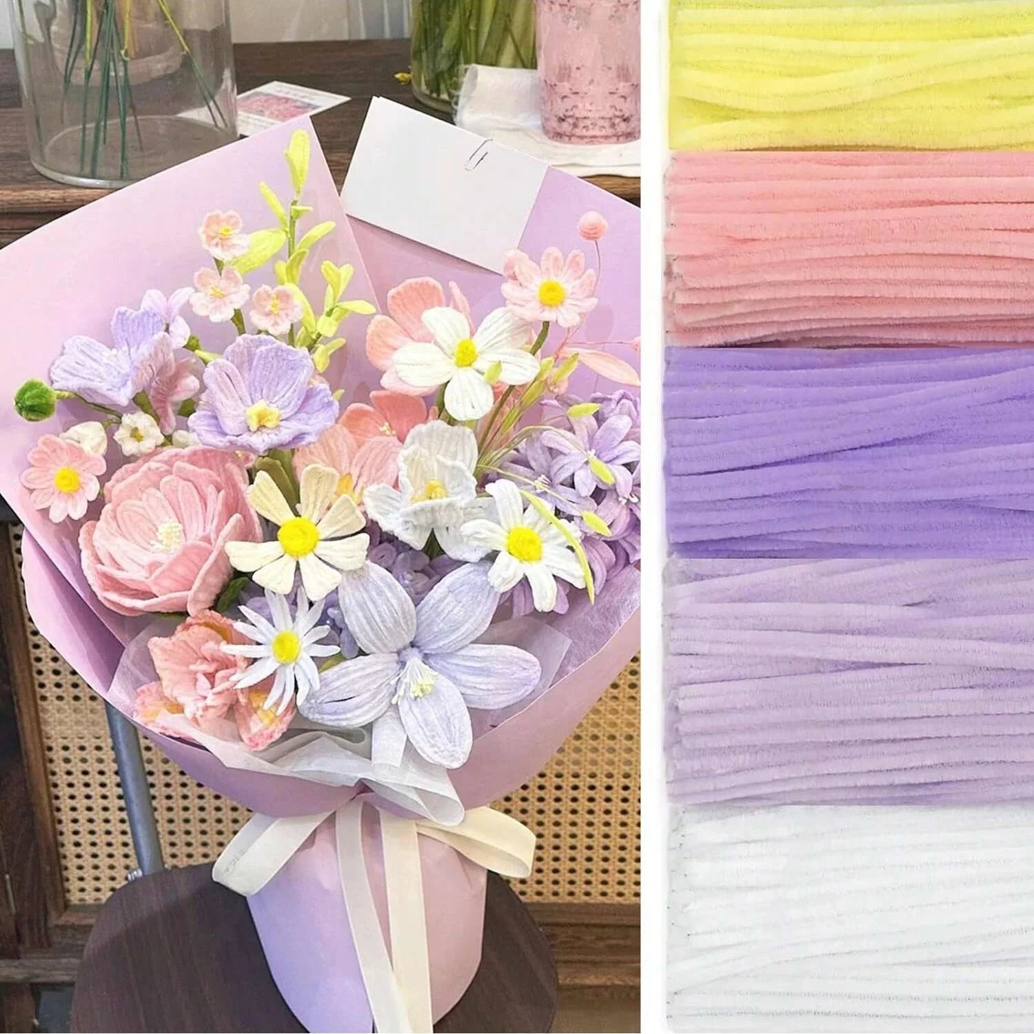500/600 stuks pijpreinigers chenille stengels 12 inch ambachtelijke benodigdheden bulk voor doe-het-zelf kunst- en ambachtelijke projecten creatief cadeau - afbeelding 1