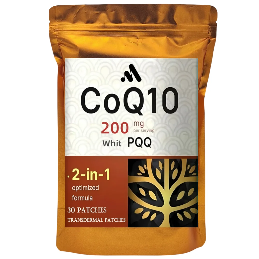CoQ10 com adesivos transdermicos PQQ Suporte de energia Suporte antioxidante para saúde cerebral, coração e energia -30 patches