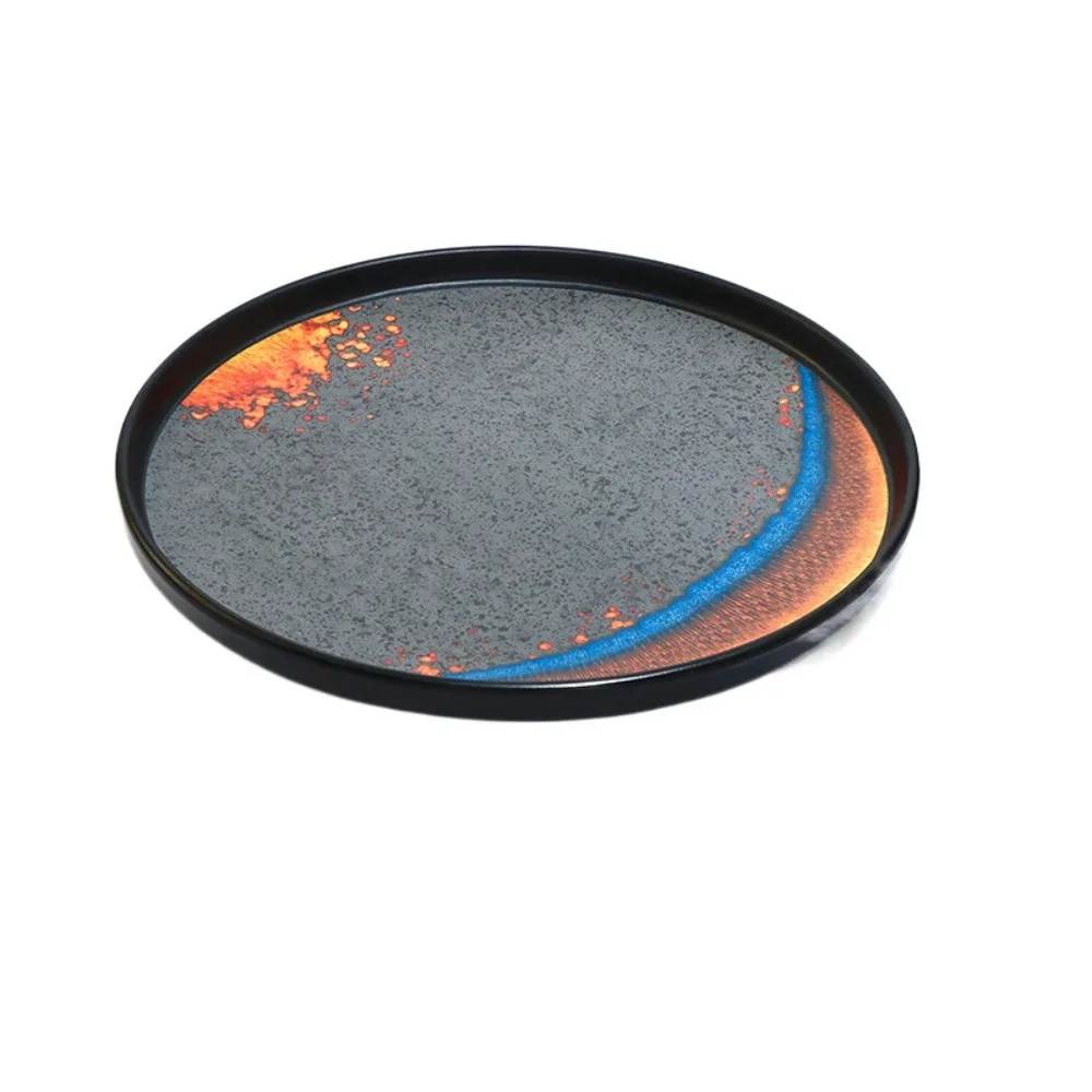 

Food Serving Plate Melamine Western Steak Plate Imitation Porcelain Exquisite Shallow Dish Round Portable Meat Plate Kitchen