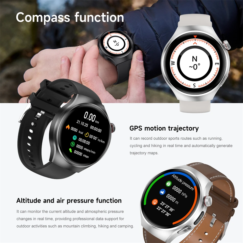 2025 Neue Uhr 5 Pro Smart Watch Männer 1,53 "HD AMOLED Bildschirm GPS Bewegung Flugbahn Herzfrequenz Bluetooth Anruf Kompass Smartwatch