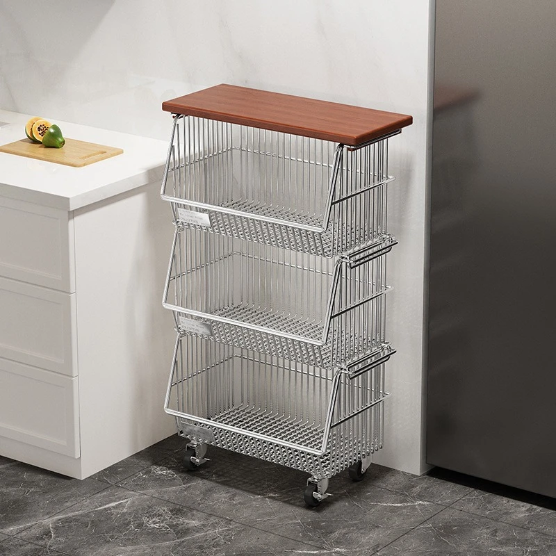 Stainless steel kitchen vegetable rack floor-to-ceiling kitchen remodeling storage rack