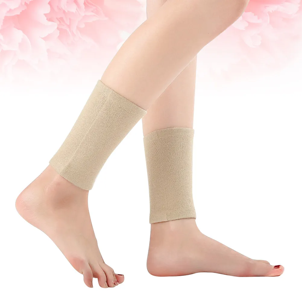 

Wool Foot Sleeve Breathable Elastic Ankle Socks Light Tan Comfortable Warm Foot Covers for Yoga Basketball Sports Exercise