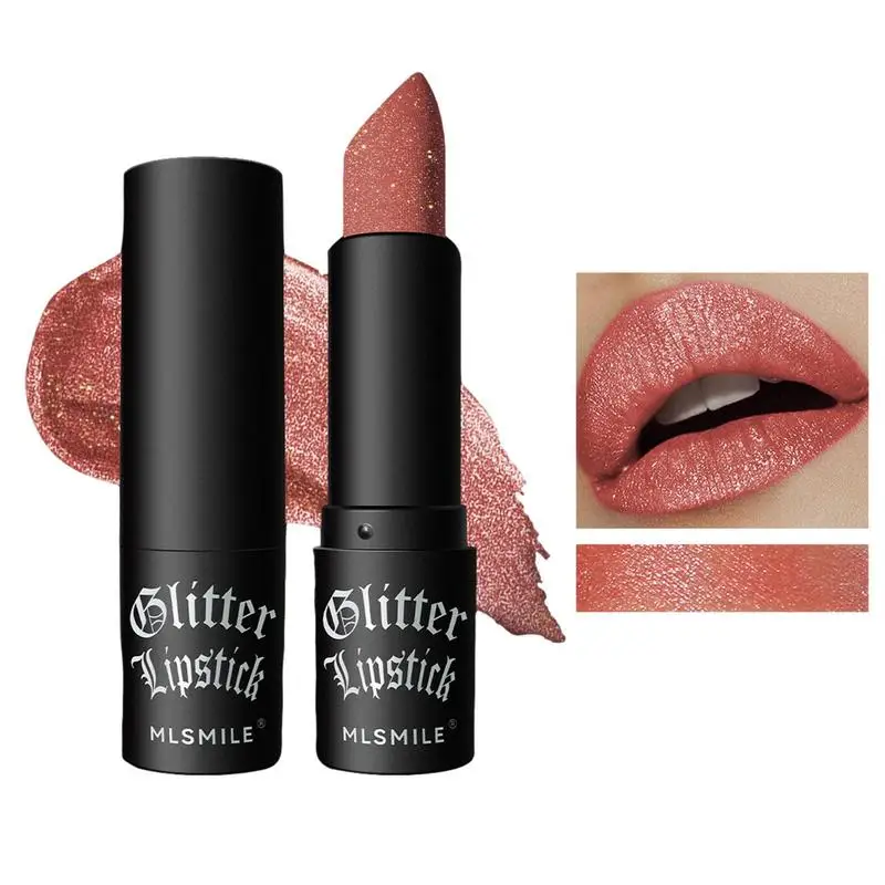 Glitter Lipstick Diamond Shiny Lipstick Shimmer Lipstick Waterproof Matte Lip Balm Diamond Pearlescent Metallics Lipstick